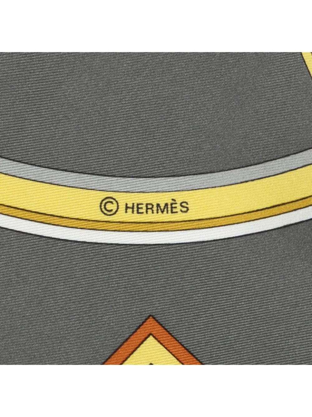 Hermes Scarf Gray Yellow White Silk
